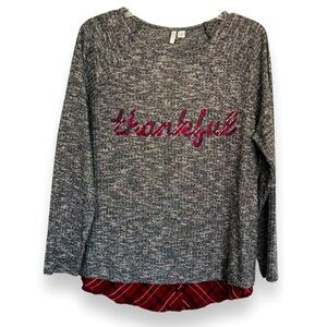EST. 1946 Size 14/16W “THANKFUL” Layered Look Lightweight Sweater NWOT